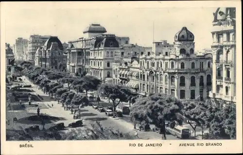 Ak Rio de Janeiro Brasilien, Avenue Rio Branco