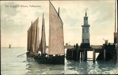 AK Folkestone Südostengland, Gesamtansicht der Lugger's Return