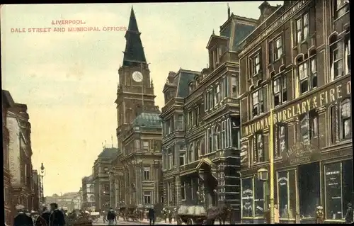 Ak Liverpool Merseyside UK, Dale Street, Gemeindebüros