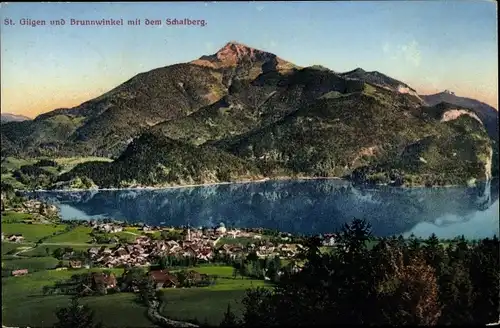 Ak St. Gilgen Salzkammergut in Salzburg, Gesamtansicht, Brunnwinkel, Schafberg