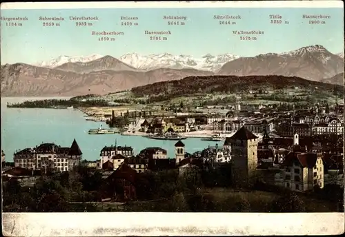 Ak Luzern Stadt Schweiz, Gesamtansicht, Bergpanorama