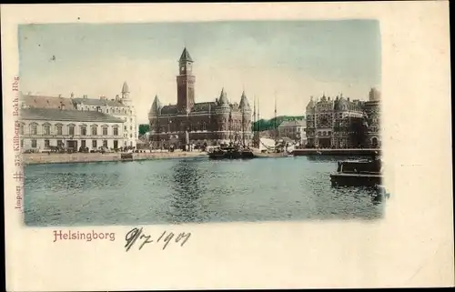 Ak Hälsingborg Helsingborg Schweden, Teilansicht, Rathaus