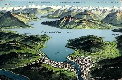 Landkarten Ak Luzern Stadt Schweiz, Vierwaldstättersee, Gütschwald, Dietschenberg