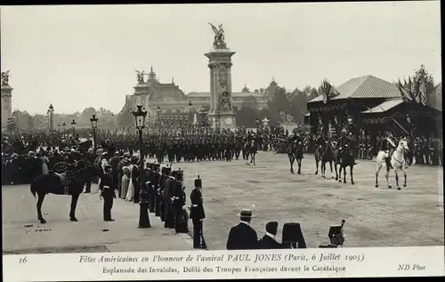 Ak Paris, Amerikanische Feierlichkeiten zu Ehren von Admiral Paul Jones, 6. Juli 1905