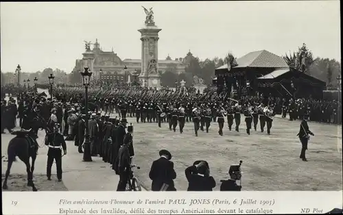 Ak Paris, Amerikanische Feierlichkeiten zu Ehren von Admiral Paul Jones, 6. Juli 1905