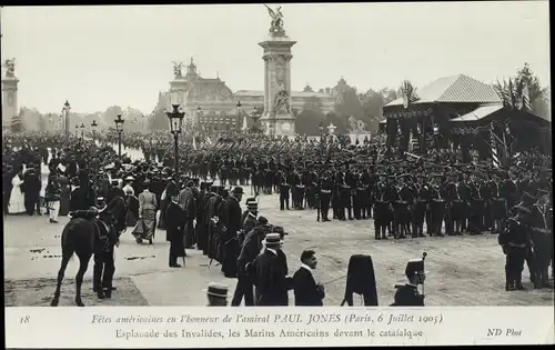 Ak Paris, Amerikanische Feiertage zu Ehren von Admiral Paul Jones, 6. Juli 1905