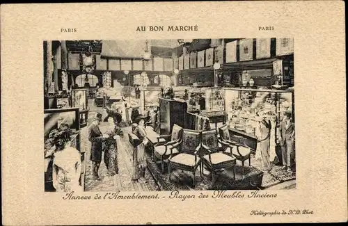 Ak Paris, Au Bon Marché, Einrichtungsanbau, Abteilung für antike Möbel