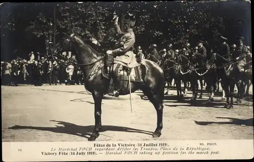 Ak Paris, Tag des Sieges, 14. Juli 1919, Marschall Foch