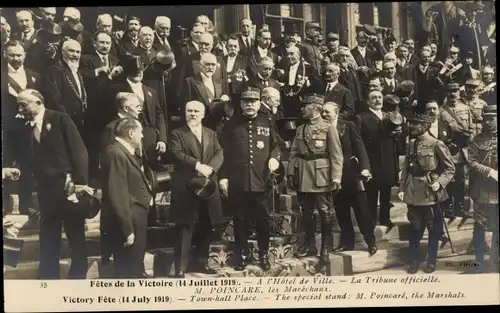 AK Paris, Siegestage, 14. Juli 1919, Rathaus, Herr Poincaré, die Marschälle