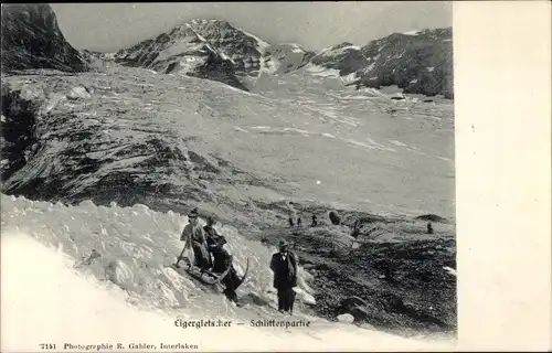 Ak Bern Stadt Schweiz, Eigergletscher Schlittenpartie