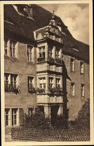 Ak Rothenburg ob der Tauber Mittelfranken, Erker am Stadtpfarrhaus