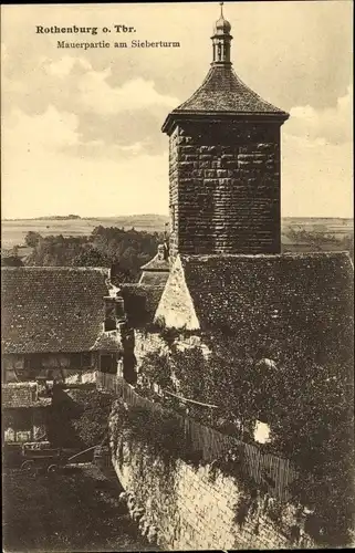 Ak Rothenburg ob der Tauber Mittelfranken, Stadtmauer, Sieberturm