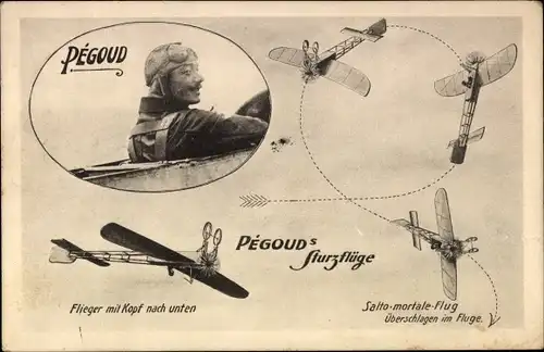 Ak Aviation, Pegoud's Sturzflüge, Salto mortale, Portrait des Piloten