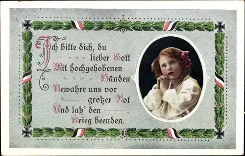 Passepartout Ak Ich bitte dich du lieber Gott, betendes Kind, R & K L 2596 1