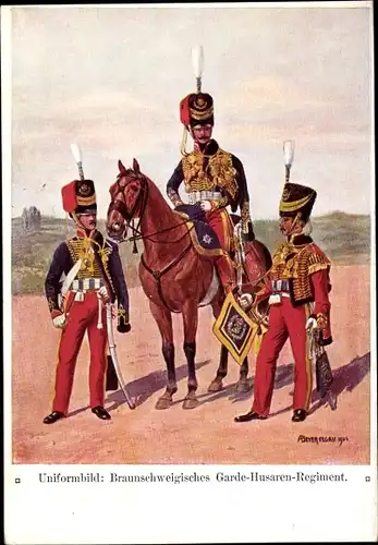 Künstler Ak Beyer-Pegau, Uniformbild, Braunschweigisches Garde-Husaren-Regiment