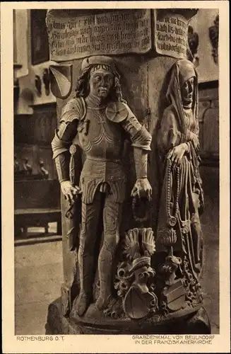 Ak Rothenburg ob der Tauber Mittelfranken, Grabdenkmal, Beulndorf, Franziskanerkirche