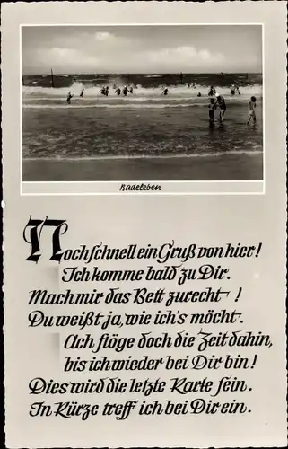 Ak Ostseebad Travemünde Lübeck, Badeleben, Gedicht