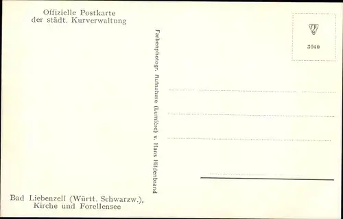 Ak Bad Liebenzell im Schwarzwald, Kirche, Forellensee