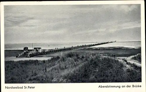 Ak Nordseebad Sankt Peter Ording, Abstimmung, Brücke, Strand