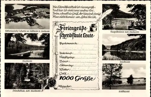 Ak Eutin in Ostholstein, Ukleisee, Uglei See, Angelbrücke, Durchblick, Kellersee