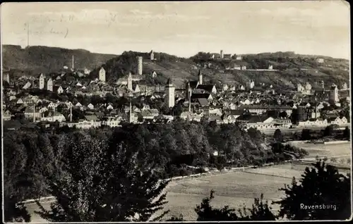 Ak Ravensburg in Oberschwaben Baden Württemberg, Gesamtansicht