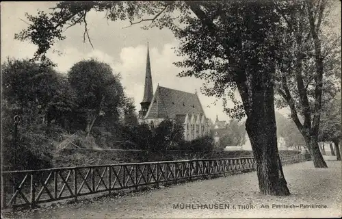 Ak Mühlhausen in Thüringen, Petriteich, Petrikiche