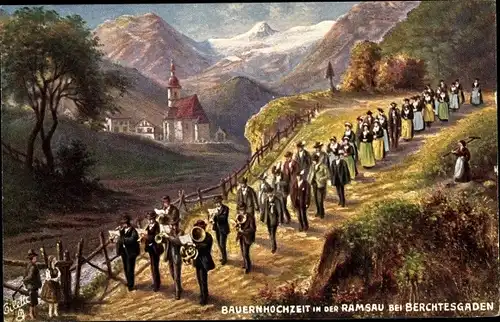 Ak Ramsau im Berchtesgadener Land Oberbayern, Bauernhochzeit