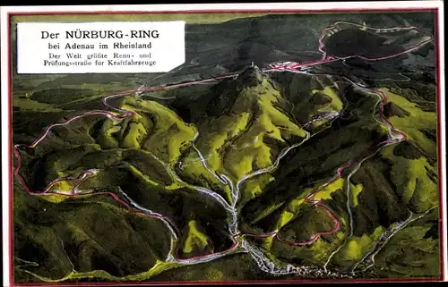 Landkarten Ak Nürburg in der Eifel, Nürburgring, Rennstrecke