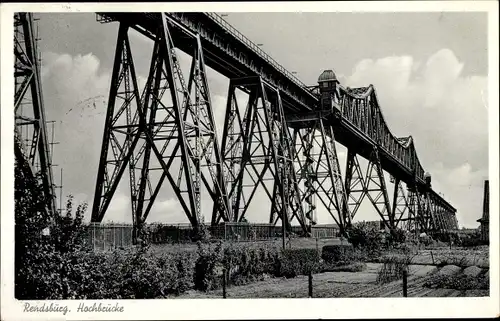 Ak Rendsburg in Schleswig Holstein, Hochbrücke