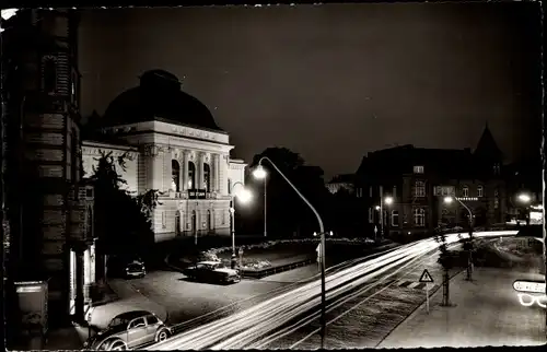 Ak Rendsburg in Schleswig Holstein, Jungfernstieg bei Nacht