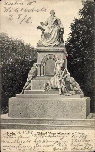 Ak Berlin Tiergarten, Richard Wagner-Denkmal