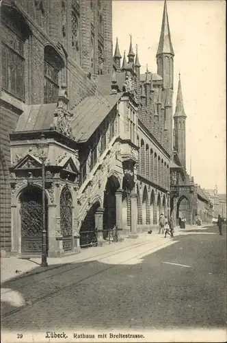 Ak Hansestadt Lübeck, Rathaus, Breite Straße