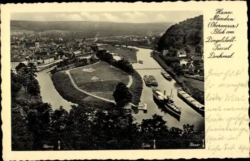 Ak Hann. Münden an der Weser, Blick vom Dingelstedt Pressel Denkmal