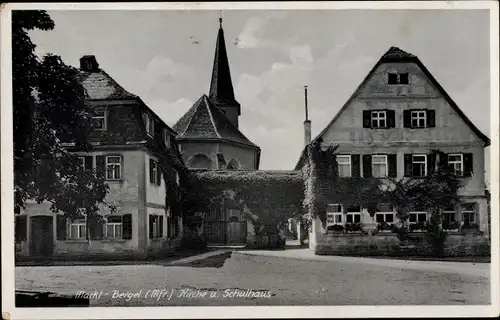 Ak Marktbergel Mittelfranken, Kirche, Schulhaus