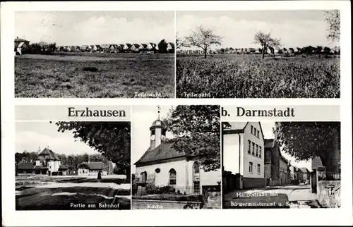 Ak Erzhausen in Hessen, Kirche, Bahnhof, Hauptstraße, Bürgermeisteramt