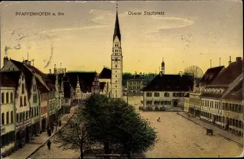 Ak Pfaffenhofen an der Ilm Oberbayern, Oberer Stadtplatz