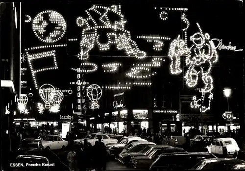 Ak Essen im Ruhrgebiet, Porsche Kanzel, Stadt im Licht, Nacht