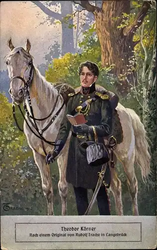 Künstler Ak Trache, R., Schriftsteller Theodor Körner, Dichter und Dramatiker, Langebrück