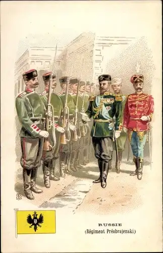 Litho Russland, Russie, Regiment Preobrajenski