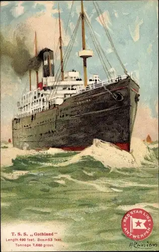 Künstler Litho Cassiens, H., Dampfer TSS Gothland, Red Star Line