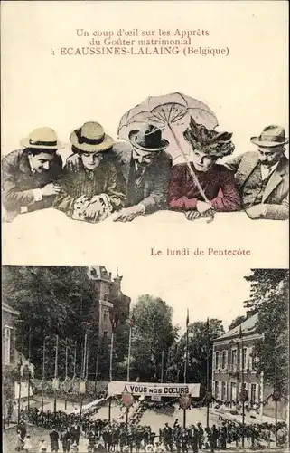 Ak Écaussinnes Lalaing Wallonien Hennegau, Pfingstmontag, Prozession
