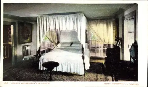 Ak Washington USA, George Washingtons Schlafzimmer