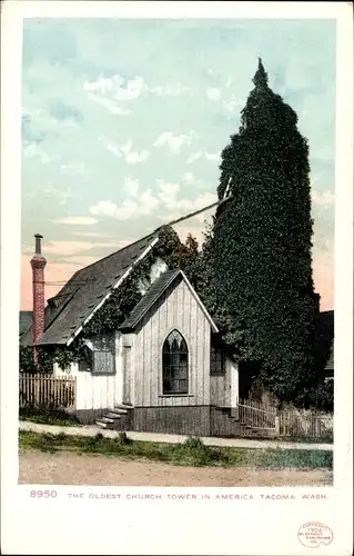 Ak Tacoma Washington USA, ältester Kirchturm