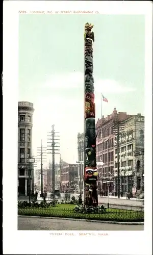 Ak Seattle Washington USA, Totempfahl