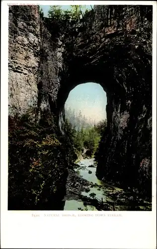 Ak Washington USA, natürliche Brücke, Blick flussabwärts