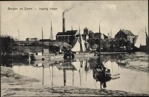 Ak Bergen op Zoom Nordbrabant Niederlande, Hafeneinfahrt