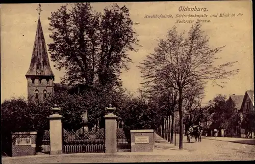 Ak Oldenburg im Großherzogtum Oldenburg, Kirchhofslinde, Gertrudenkapelle, Nadorster Straße