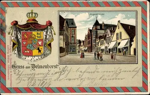 Präge Wappen Passepartout Litho Delmenhorst in Oldenburg, Langestraße