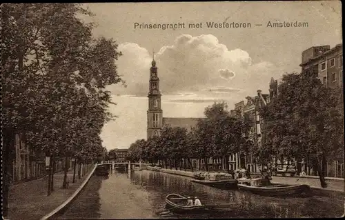 Ak Amsterdam Nordholland Niederlande, Prinsengracht met Westertoren