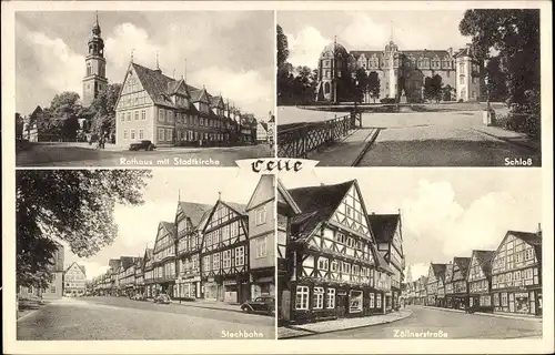 Ak Celle in Niedersachsen, Rathaus, Stadtkirche, Schloss, Stechbahn, Zöllnerstraße